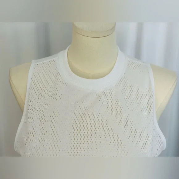 Adidas White Mesh Sleeveless Top with Triple Stripe Back (1049) - Picture 8 of 12